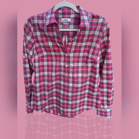 Vineyard Vines Tops - Vineyard Vines Pink Plaid cashmere blend Women's Shirt Like New